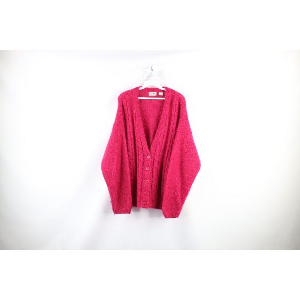 Vintage 90s Streetwear L Kurt Cobain Mohair Wool Shag Knit Cardigan Sweater